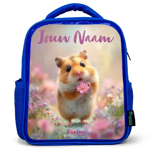 Hamster - Bloem - Natuur - Dier Kinderrugzak - Blauw middel -3d