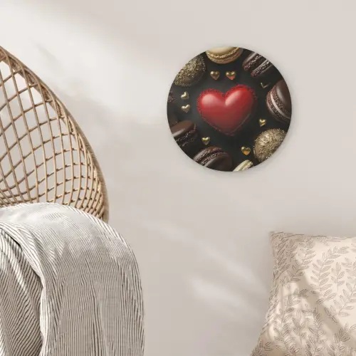 Macarons - Rood - Hart Akoestische PET Vilt - Rond klein -sfeer4