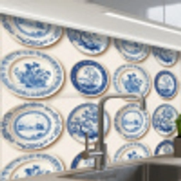 Borden - Bomen - Planten - Blauw keuken achterwand 2 middel 865 -zzzz3d_schuin