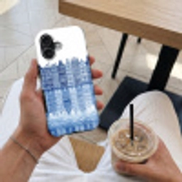 Aquarel - Grachtenpanden - Delfts - Blauw Toughcase MagSafe Apple iPhone 17 klein -Sfeer1M