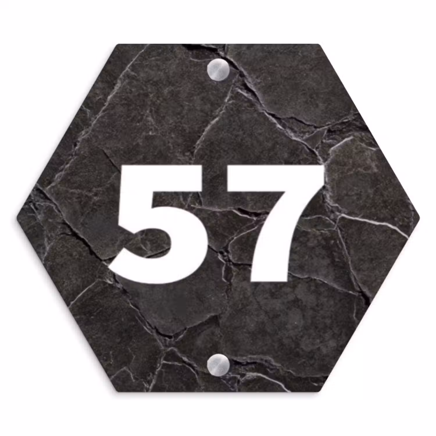 Naambordje voordeur - Hexagon - Gebarsten steen - Traditioneel