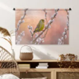 Groenling - Katjes - Lente - Natuur - Zacht Wandkleed katoen middel -sfeer5