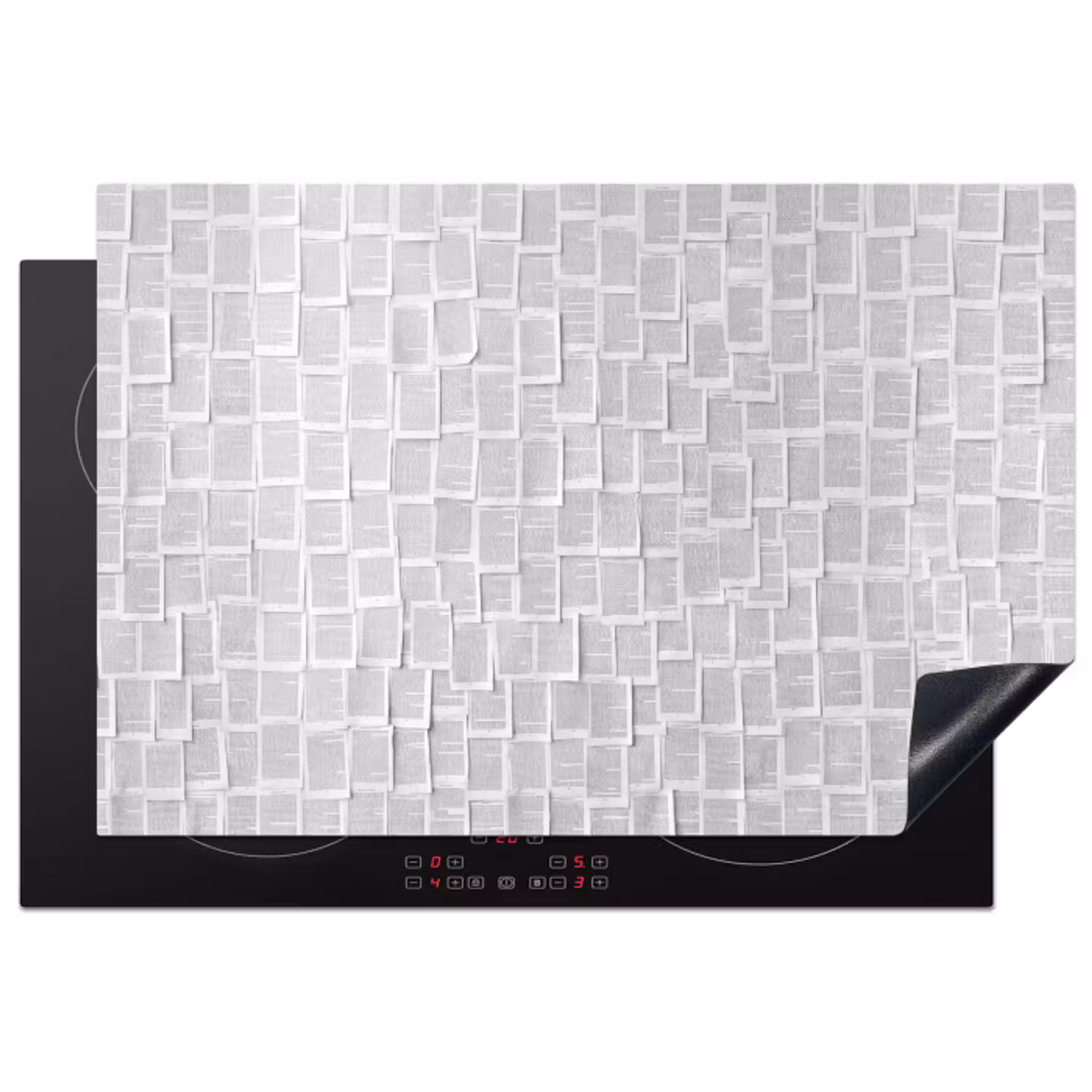 Papier - Overlappend - Textuur - Modern - Wit Inductie beschermer vinyl 3mm klein -3d