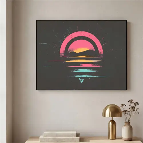 Cirkel - Abstract - Roze Textielframe zwart klein -sfeer2