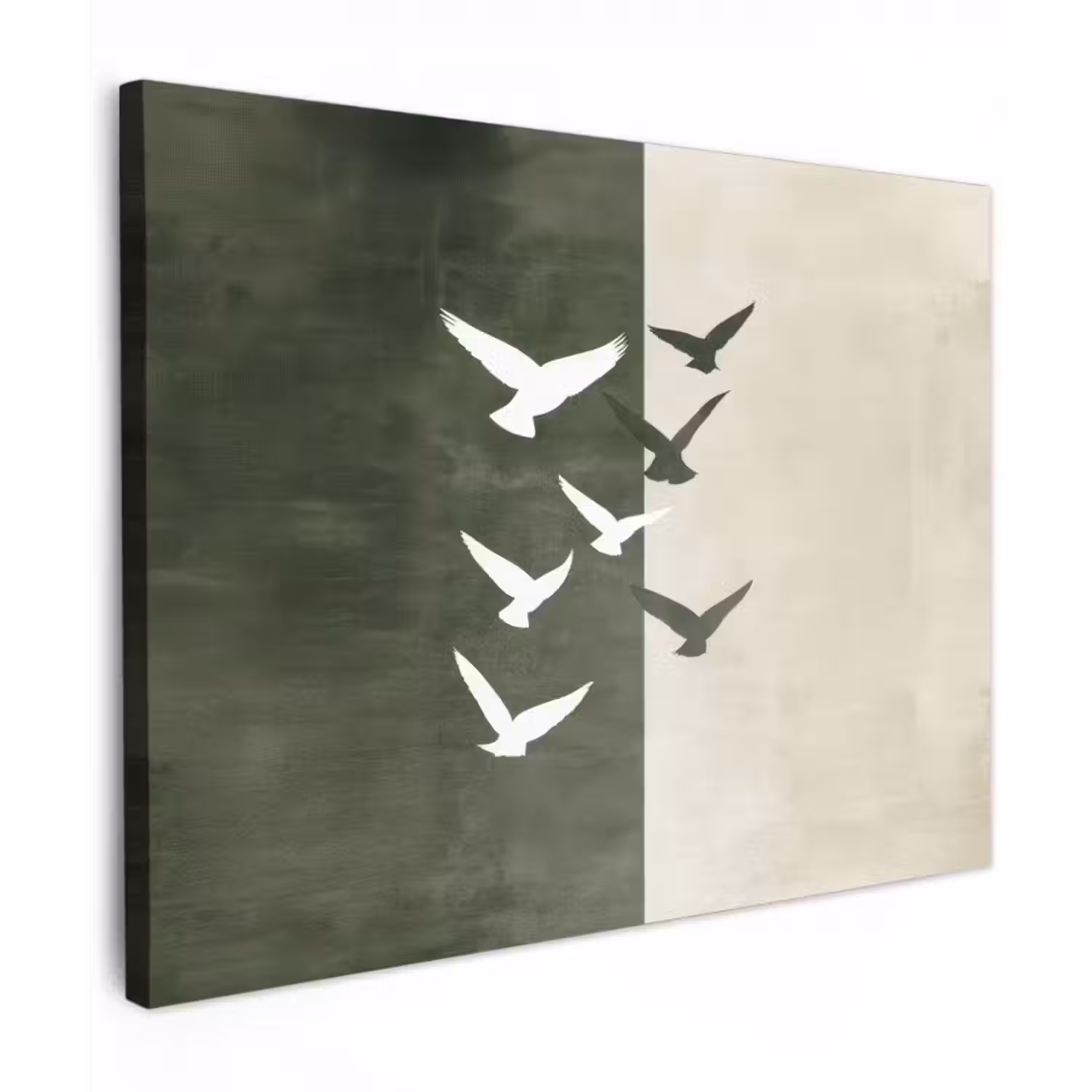 Leinwandbild - Japandi - Vogel - Grün