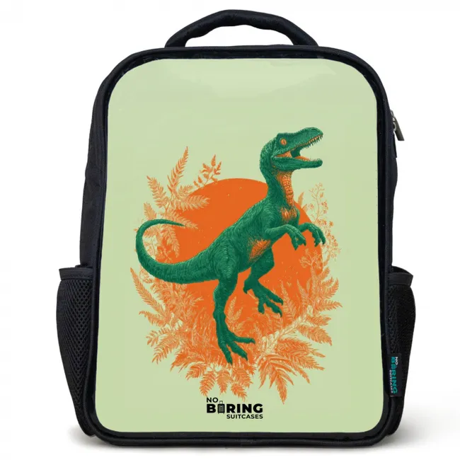 Dino - Natuur - Groen Rugzak - Zwart middel -3d