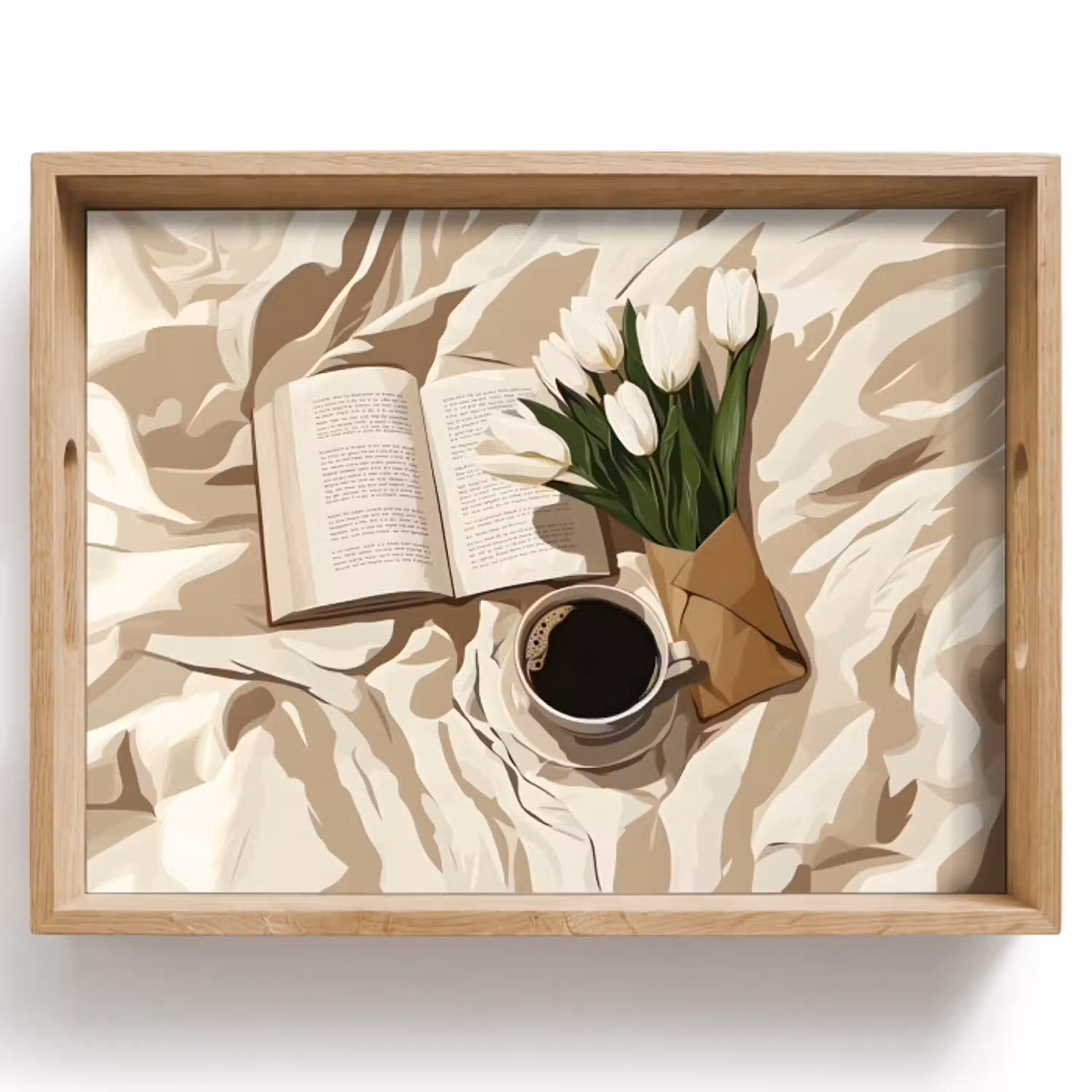 Boek - Illustratie - Tulpen - Koffie Dienblad Rechthoek middel -z3d_shopping