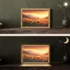 Zonnebloemen - Zonsondergang - Landschap Light Box met kabel (Tafellamp) klein -sfeer3