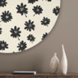 Madeliefjes - Grafisch - Zwart - Beige Akoestische PET Vilt - Rond klein 838 -sfeer5_closeup