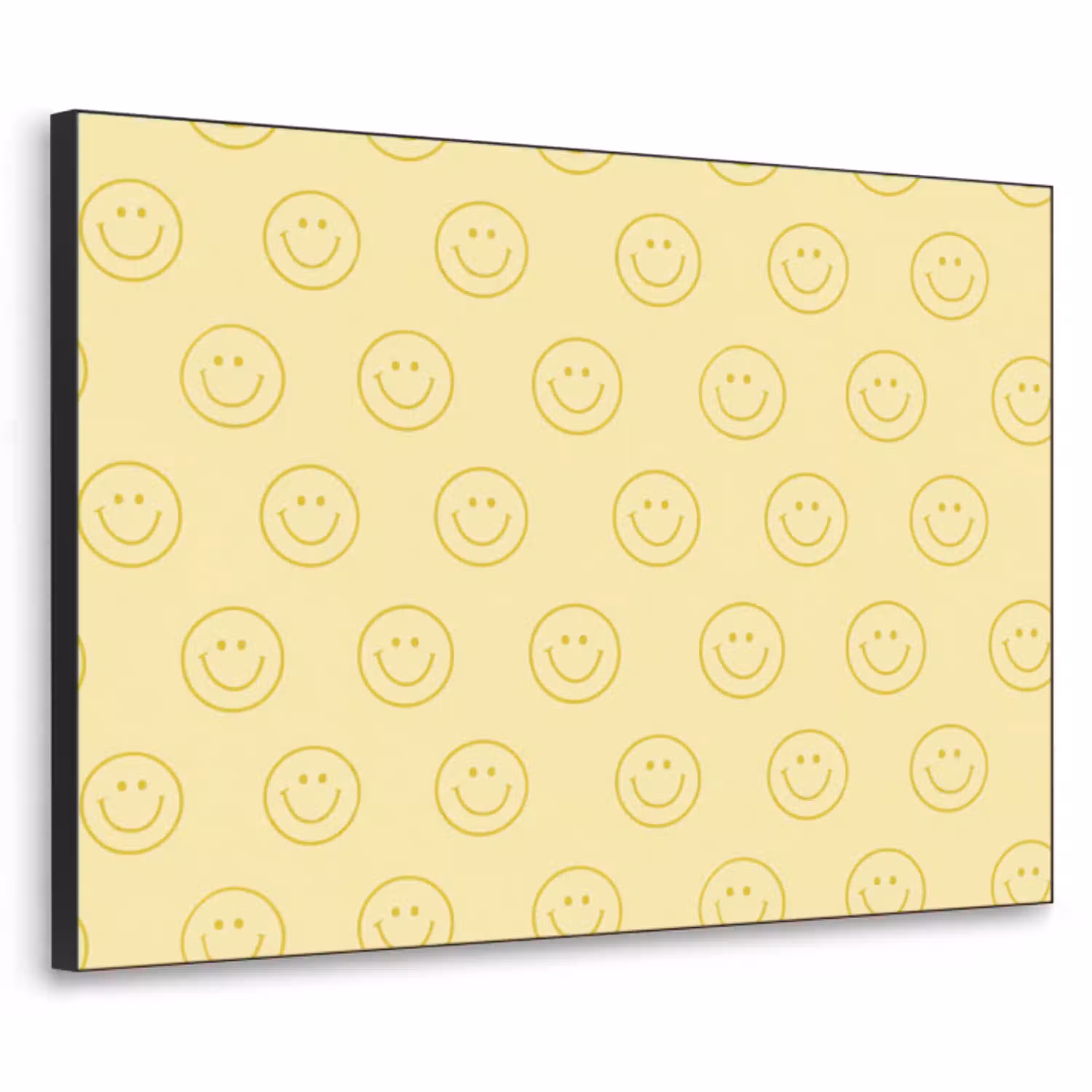 Smileys - Patroon - Retro - Zachtgeel Textielframe zwart klein 947 -3d
