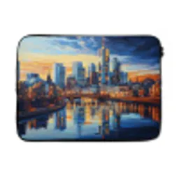 Zonsondergang Frankfurt - Stad - Skyline - Water laptophoes neopreen klein -3d