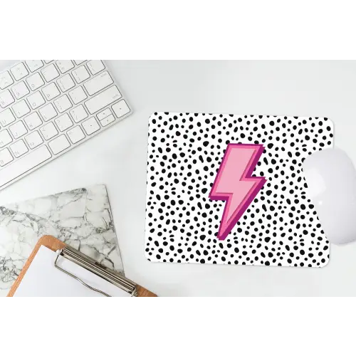 Bliksem - Roze - Stippen muismat rubber klein -witbureau