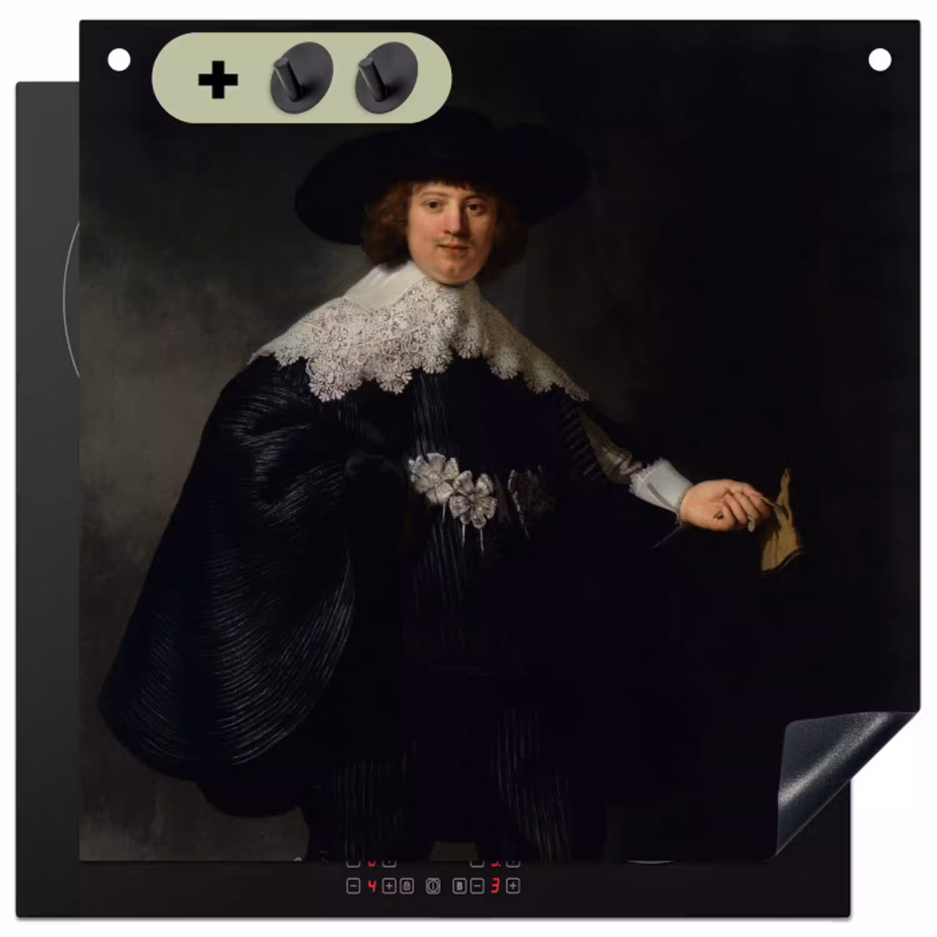Het huwelijksportret van Marten Soolmans - Rembrandt van Rijn Inductie beschemer met haakjes middel -3d