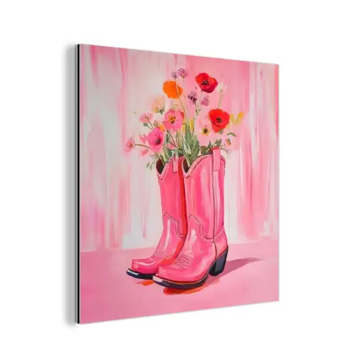 Roze - Bloemen - Cowboy aluminium wit klein -3d