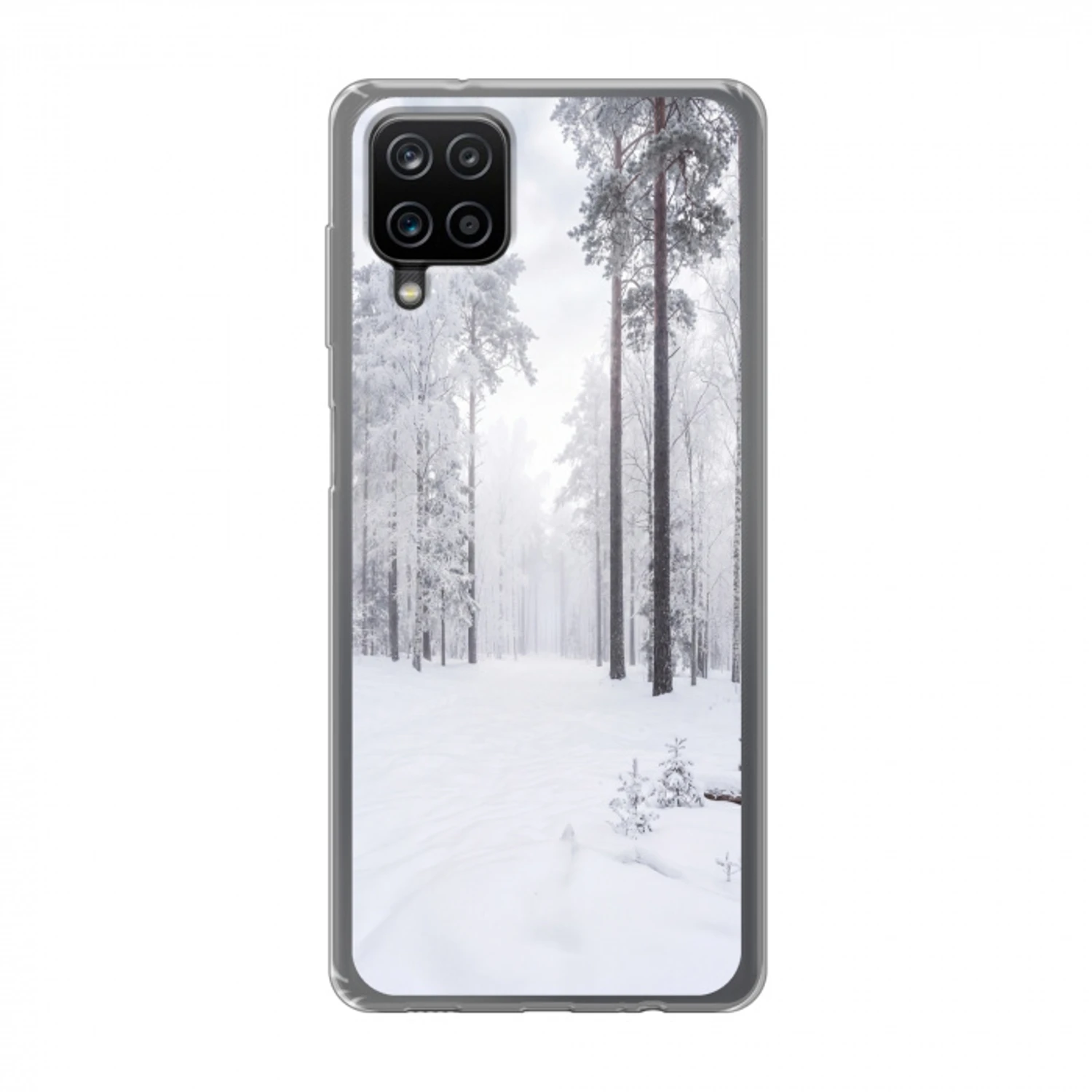 Bos - Sneeuw - Pad - Winter - Stilte Telefoonhoesje Samsung Galaxy A12 klein -3d