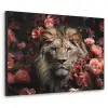 Leeuw - Dier - Natuur - Botanisch - Bloemen - Roze Textielframe zwart klein -3d