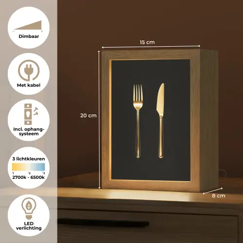 Bestek - Goud - Mes - Vork Light Box met kabel (Tafellamp) klein -USP_NL