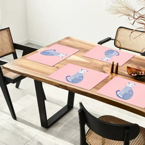 Kat - Illustratie - Minimalistisch - Roze Placemat vinyl groot -zzsfeer4_Kitchenyeah-website