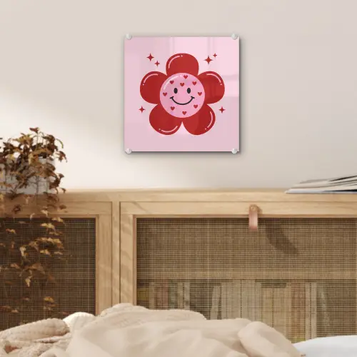 Bloem - Roze - Hartjes plexiglas 5mm klein -sfeer4