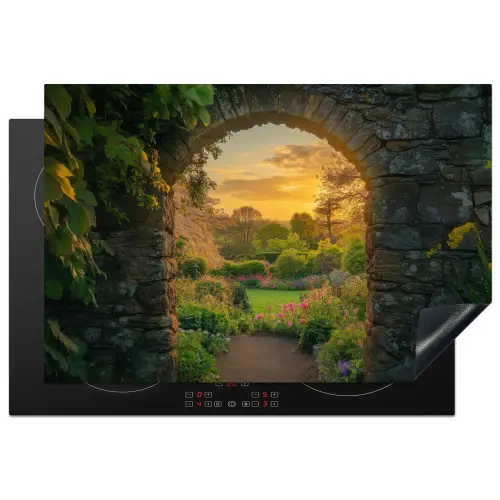 Poort - Planten - Zonsondergang Inductie beschermer vinyl 3mm klein -3d