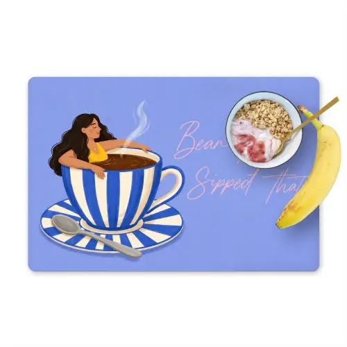 Mok - Koffie - Vrouw - Paars Placemat vinyl groot -zzzproduct_Kitchenyeah-website