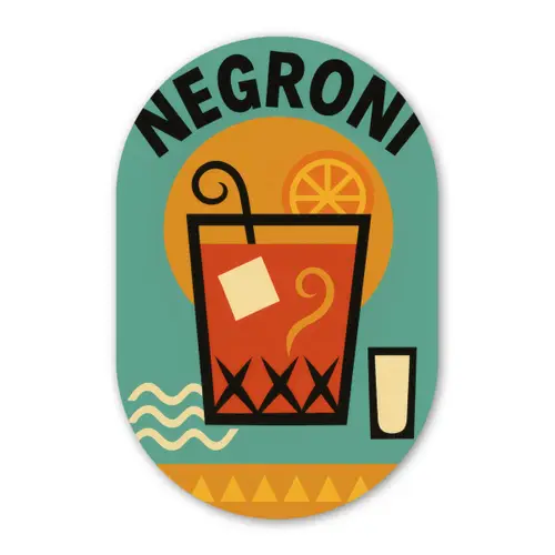 Cocktail - Negroni - Art - Sinaasappel Wandcirkel Ovaal Glas middel -3d