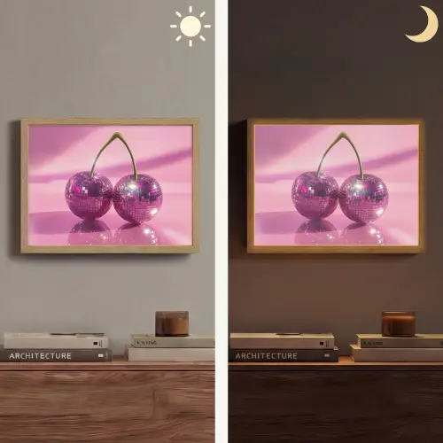 Glitter - Discobol - Roze - Kersen Light Box met batterij (Wandlamp) middel -sfeer3