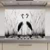 Kraanvogels - Gras - Hartvorm - Zwart keuken achterwand spatscherm klein -3d_website