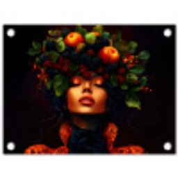 Vrouw - Zwart - Bessen - Bramen - Appels tuinposter los doek klein -3d
