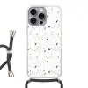 Terrazzo - Patroon - Wit - Neutraal Hoesje iPhone 16 Pro Max met koord klein 804 -3d