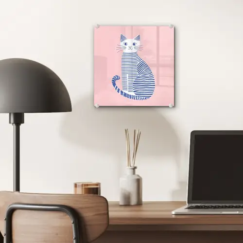 Kat - Illustratie - Minimalistisch - Roze plexiglas 5mm klein -sfeer6