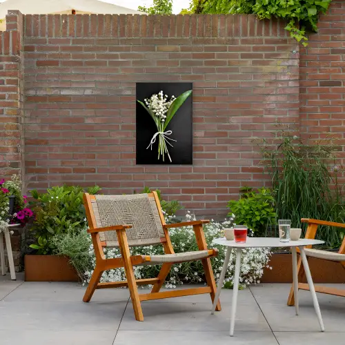 Lelietjes van dalen - Bloemen - Stilleven - Flora Tuinposter op houten frame 2 cm dik klein -sfeer3