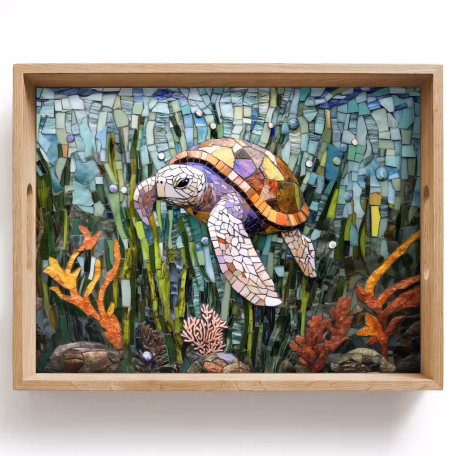 Dienblad - Schildpad - Zeewier - Mozaïek