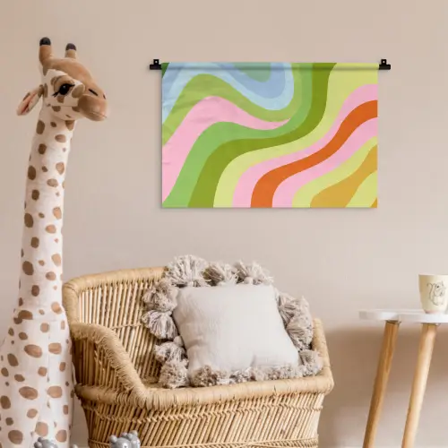 Lijnen - Pasteltinten - Golvend Wandkleed katoen klein -wsfeer5_kind
