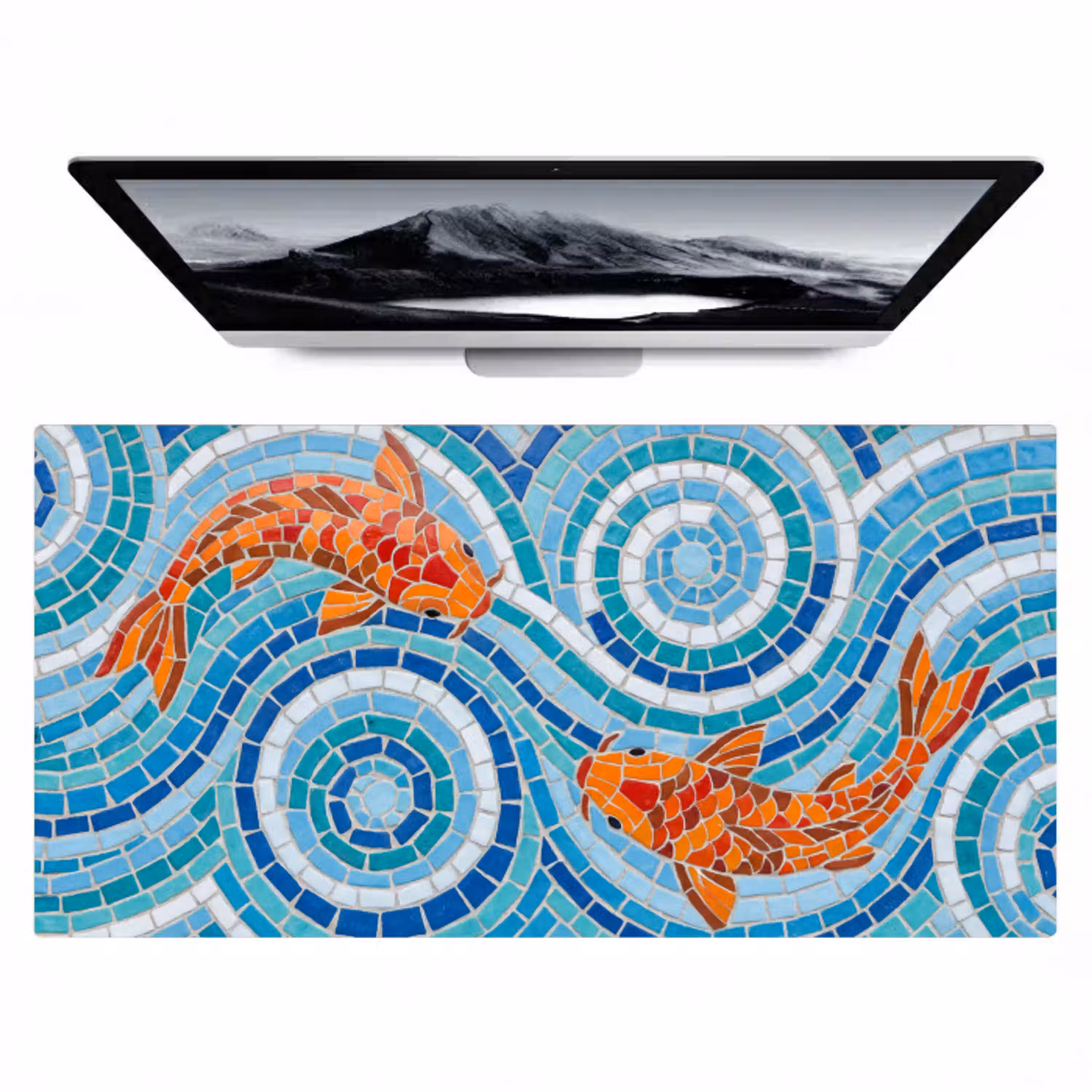 Vis - Mozaïek - Water - Decoratief - Blauw Muismat XXL klein -zzz3d