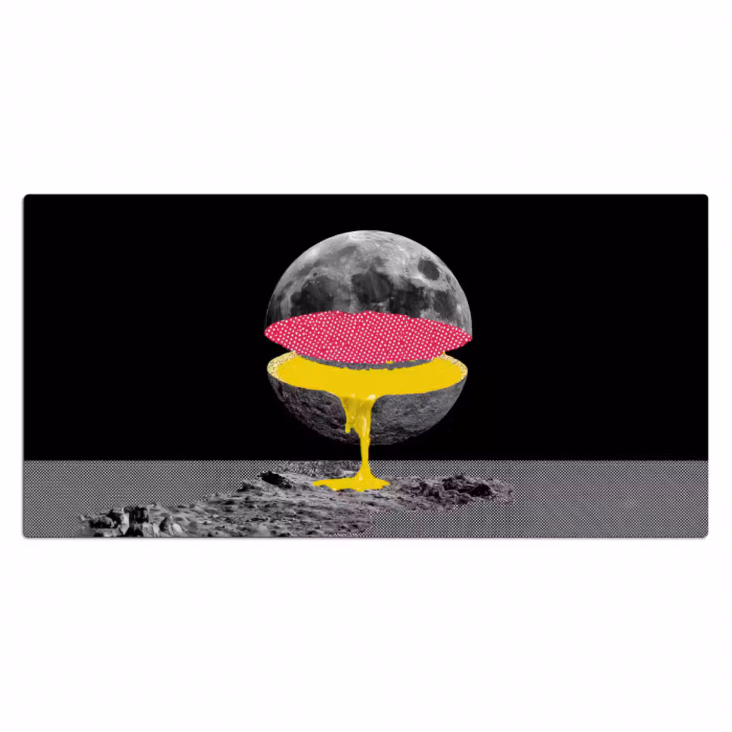Schreibtischunterlage - Mond - Gelb - Rosa - Schwarz