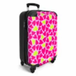 Roze en limoengroene hartjes op lichtroze achtergrond NBS - Handbagage koffer - Volwassenen Unisex middel -productfoto_3d