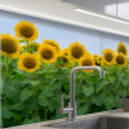 Zonnebloemen - Geel - Natuur keuken achterwand 2 middel -zzzz3d_schuin