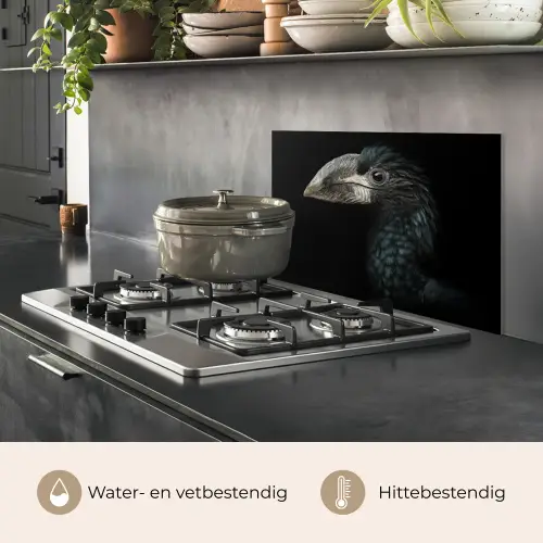 Vogel - Portret - Neushoornvogel - Zwart - Dieren keuken achterwand spatscherm klein -usp_NL