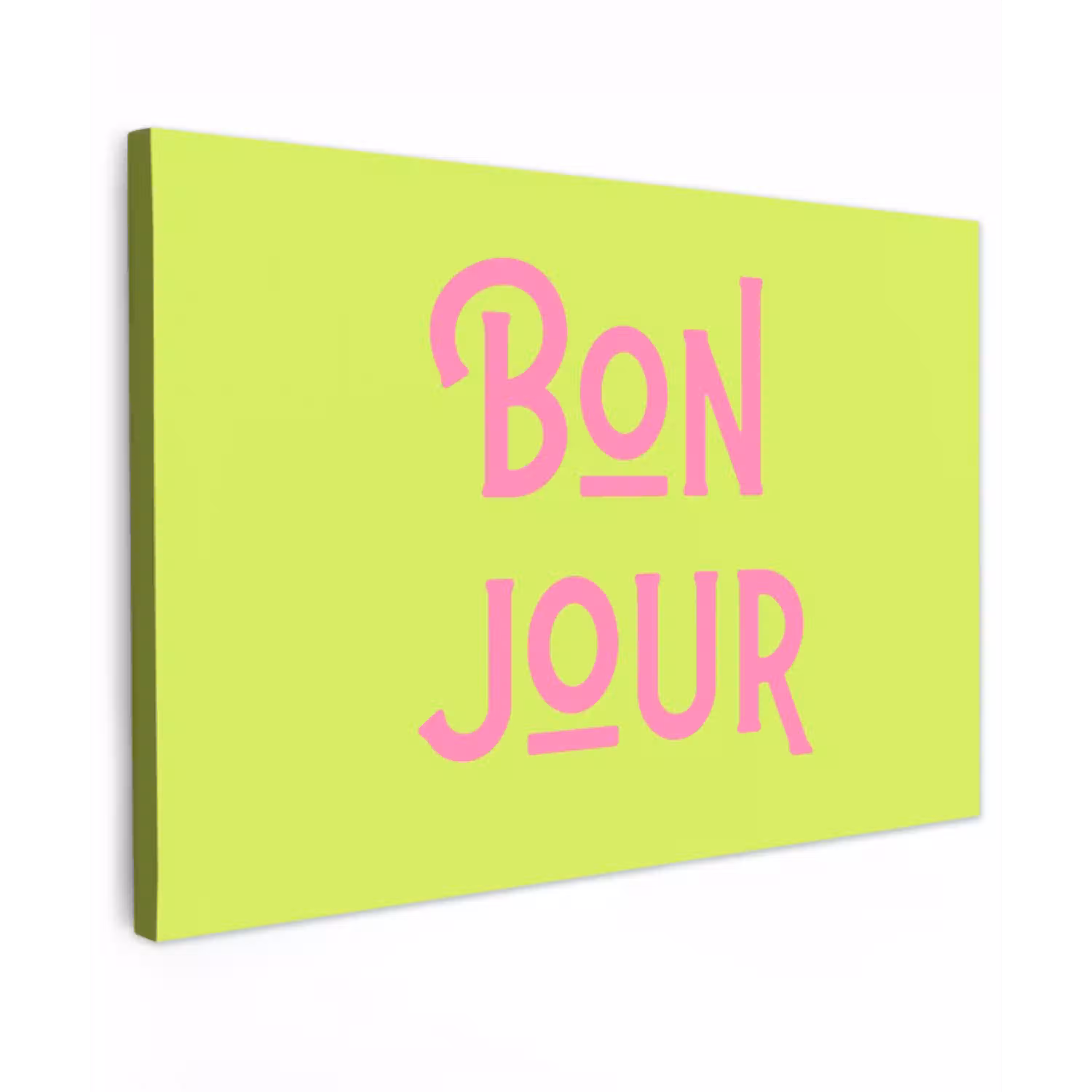 Groen - Roze bonjour - art-deco canvas 2cm klein -z3d