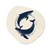 Walvissen - Spetters - Cirkel - Donkerblauw Wandcirkel Organisch Aluminium middel -3d