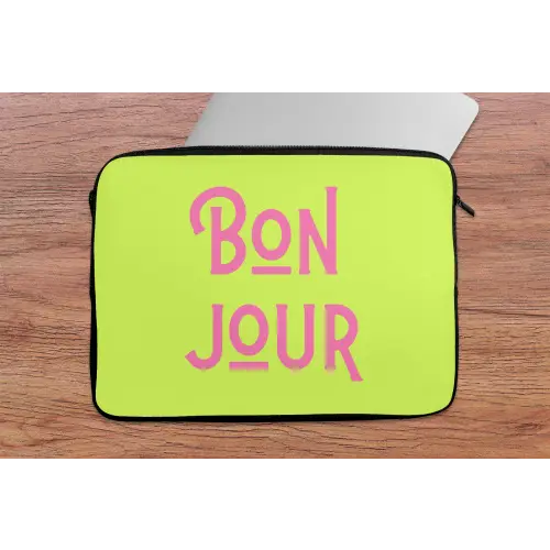 Groen - Roze bonjour - art-deco laptophoes neopreen klein -tafel