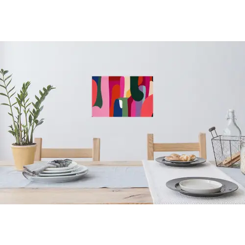 Kleurvakken - Recht - Rond - Abstract Muursticker klein -eettafel