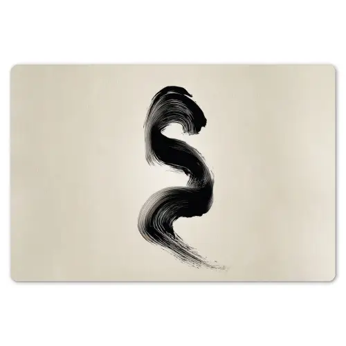Penseelstreek - Zwart - Minimalistisch Placemat vinyl groot -zzsfeer1_Kitchenyeah-website