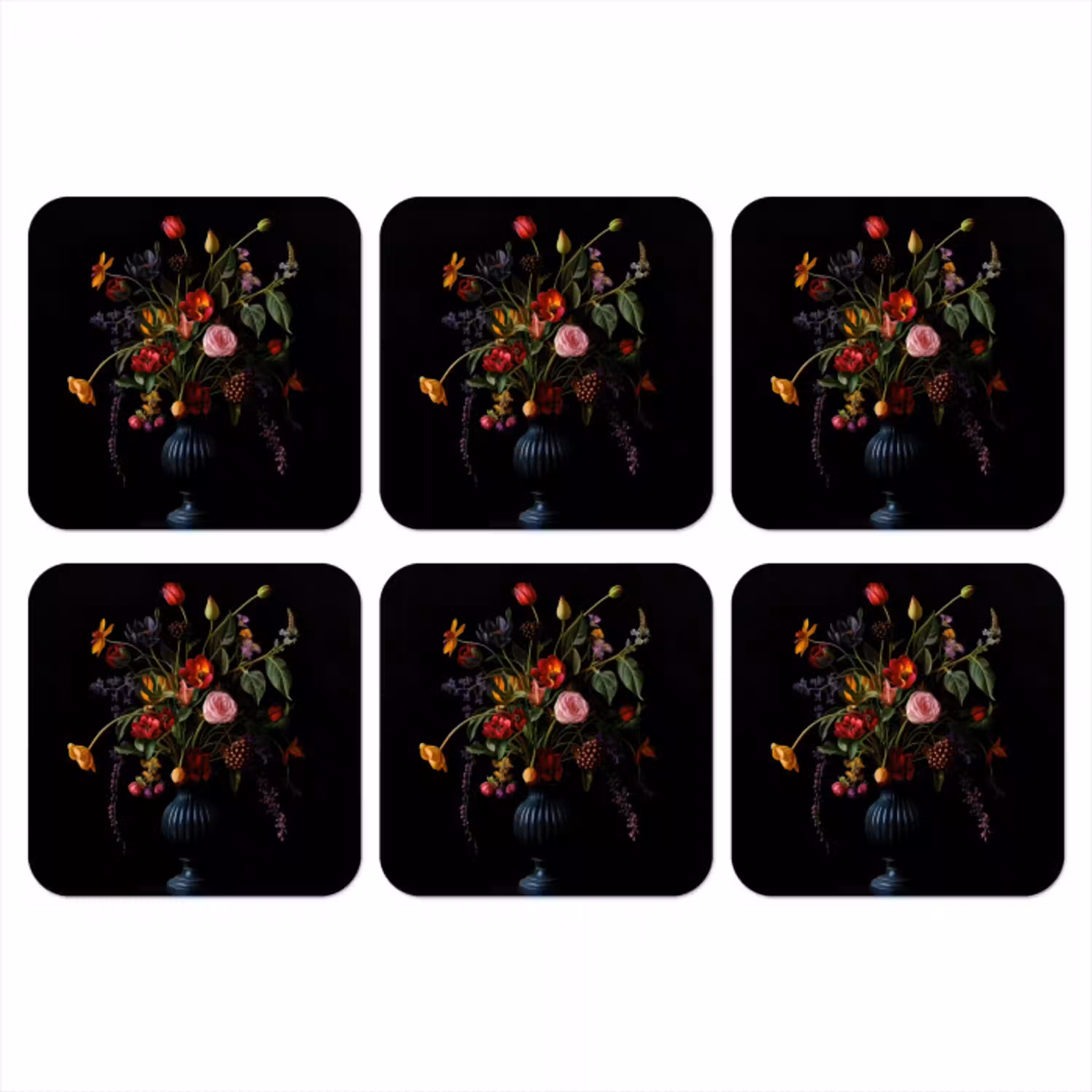 Bloemen - Bessen - Klassiek onderzetter kurk middel -3d