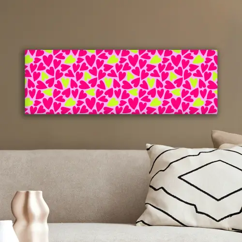 Patroon - Hart - Roze - Groen canvas 2cm klein 828 -sfeer3