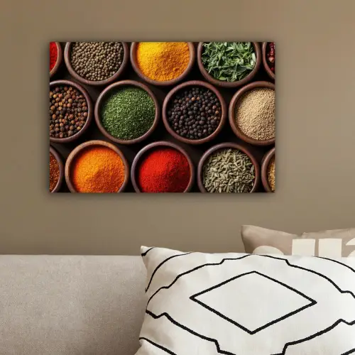 Bakjes - Hout - Kruiden - Kleurrijk canvas 2cm klein -sfeer3