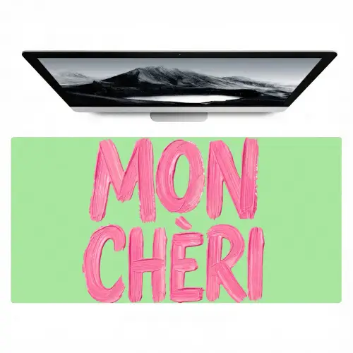 Mon cheri - Groen - Roze Muismat XXL klein -zzz3d