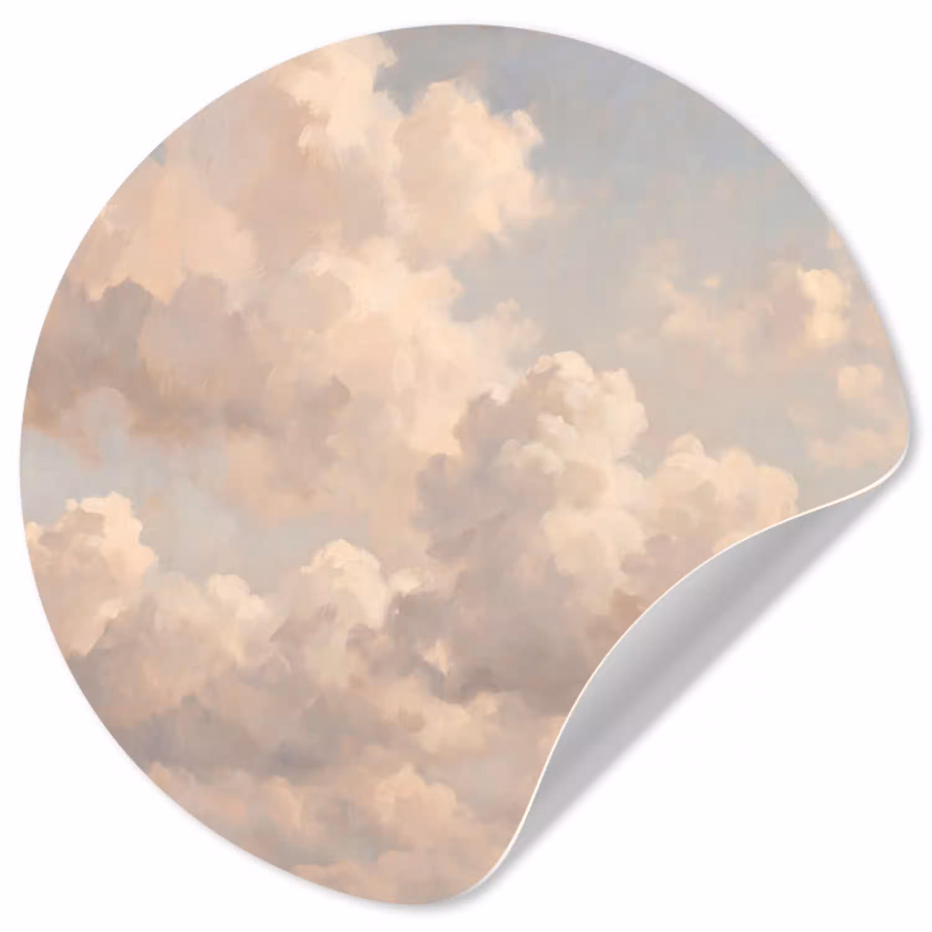 Wolken - Zacht - Natuur - Klassiek - Beige Wandcirkel behangsticker klein -3d