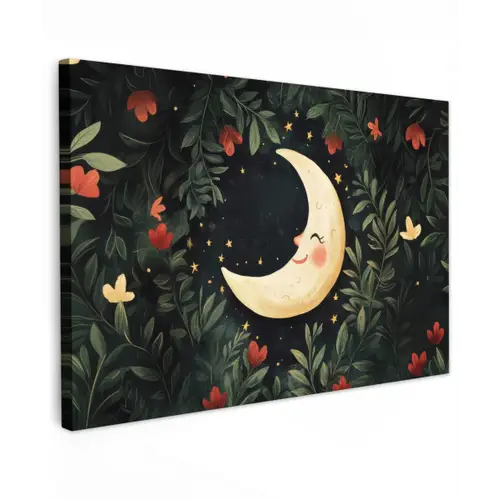 Maan - Bloemen - Nachthemel canvas 2cm klein -z3d